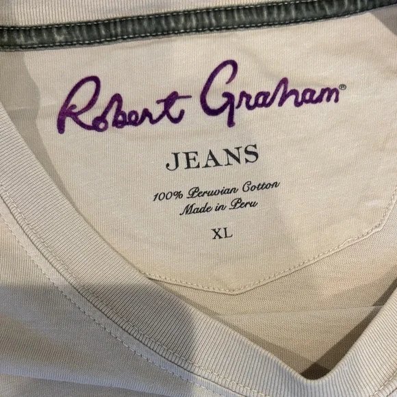 Robert Graham Cream Short Sleeve T-Shirt with Multicolor Rocket Car Graphic - Picture 2 of 4